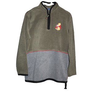 Disney Winnie the Pooh Piglet 1/4 Zip Fleece Pullover Women's Size Small S Green